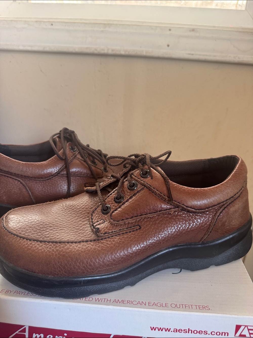 Aetrex/apex orthopedic & diabetic friendly Brown Leather Men’s Slip-On Lace Shoe